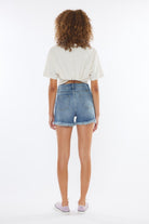 Kancan High Rise Frayed Hem Denim Shorts Trendsi