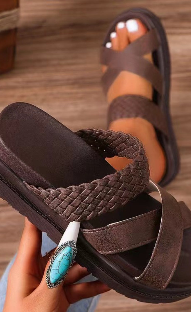 Crisscross Open Toe Platform Sandals Trendsi