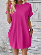 Round Neck Short Sleeve Mini Dress Trendsi