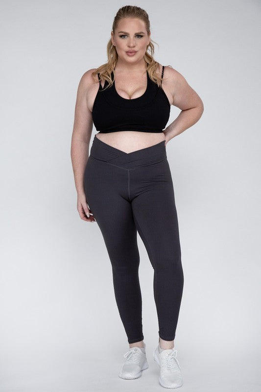 Plus Size V Waist Full Length Leggings Rae Mode