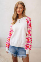 Crochet Detailed Long Sleeve Knit Sweater Top Davi & Dani