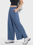 Slit Wide Leg Active Pants Trendsi