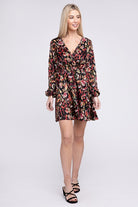 Multicolor Print V Neck Dress Nuvi Apparel