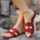 Crocodile Pattern Open-Toe PU Leather Sandals Trendsi