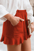 Full Size Ruffled Elastic Waist Shorts Trendsi