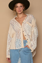 POL Oversize Lace Button-Down Shirt Trendsi