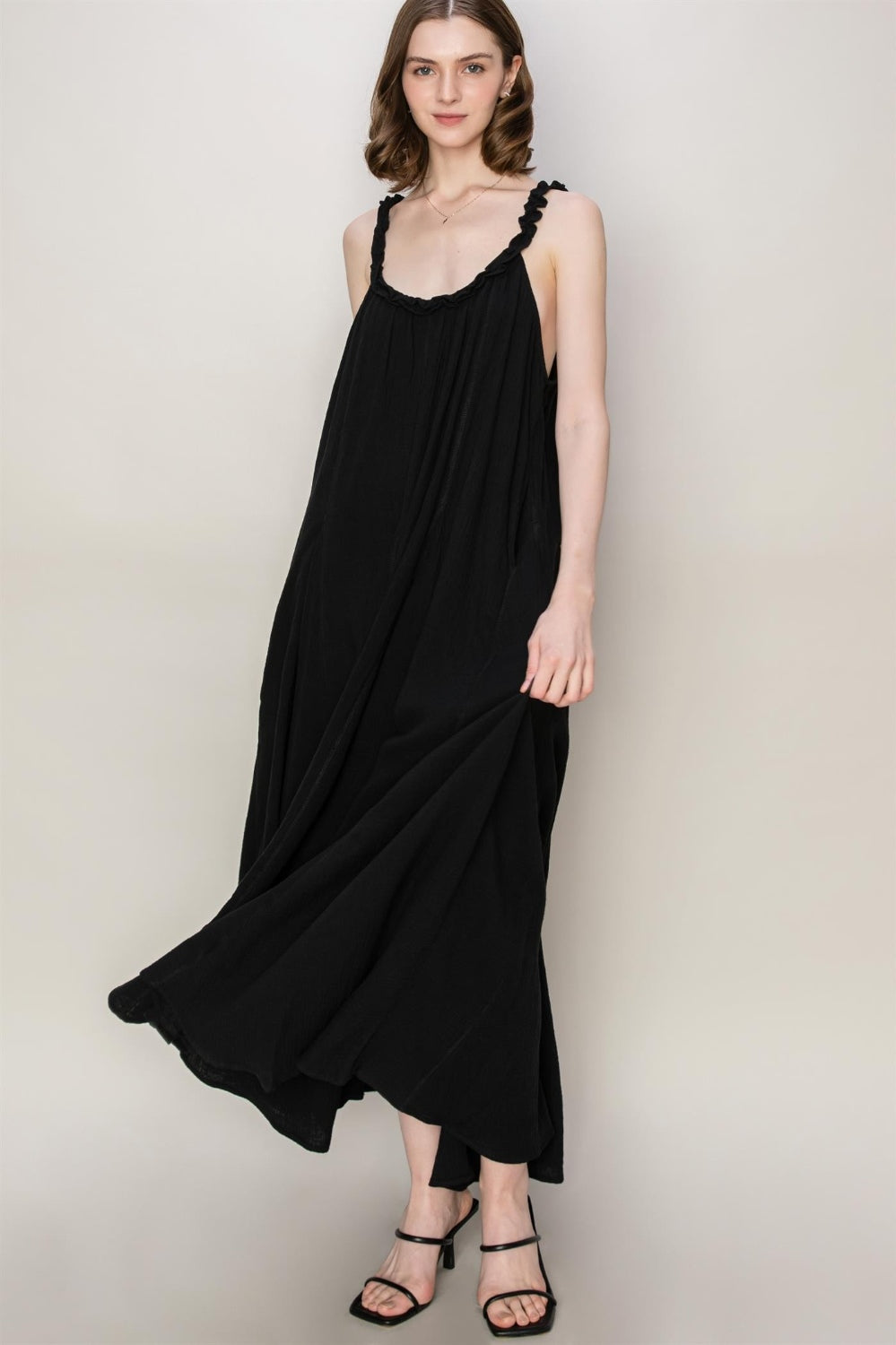 HYFVE Frill Sleeveless A-Line Maxi Dress Trendsi