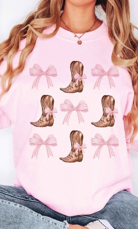 COWBOY BOOTS AND RIBBONS Graphic Sweatshirt BLUME AND CO.