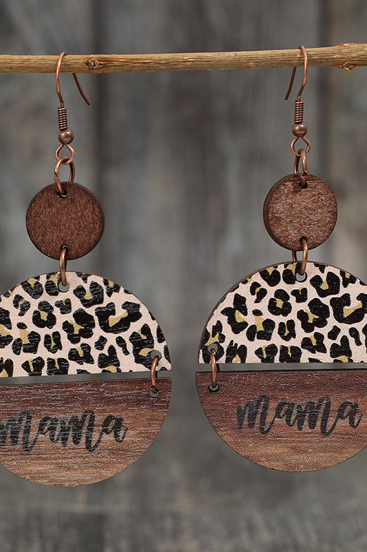 Wooden Leopard Round Shape Earrings Trendsi