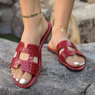 Crocodile Pattern Open-Toe PU Leather Sandals Trendsi