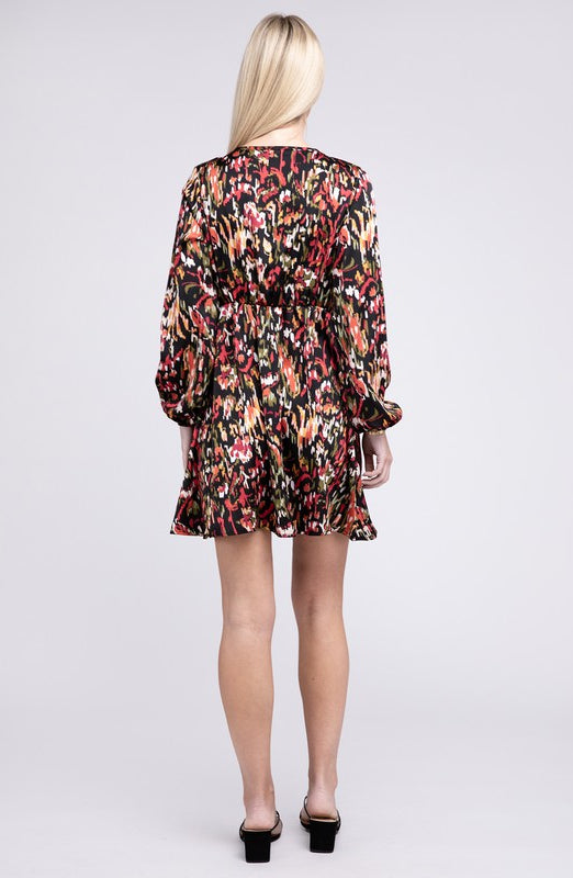 Multicolor Print V Neck Dress Nuvi Apparel