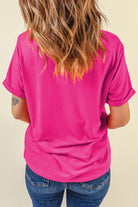 Sequin Bow Round Neck Short Sleeve T-Shirt Trendsi