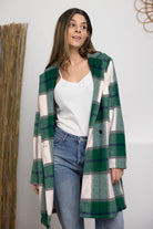 Double Take Full Size Plaid Button Up Lapel Collar Coat Trendsi