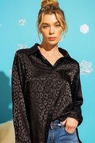 SATIN LEOPARD PRINT BUTTON DOWN TOP Sweet Generis