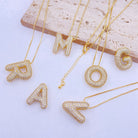 Gold-Plated Inlaid Zircon Letter Necklace Trendsi