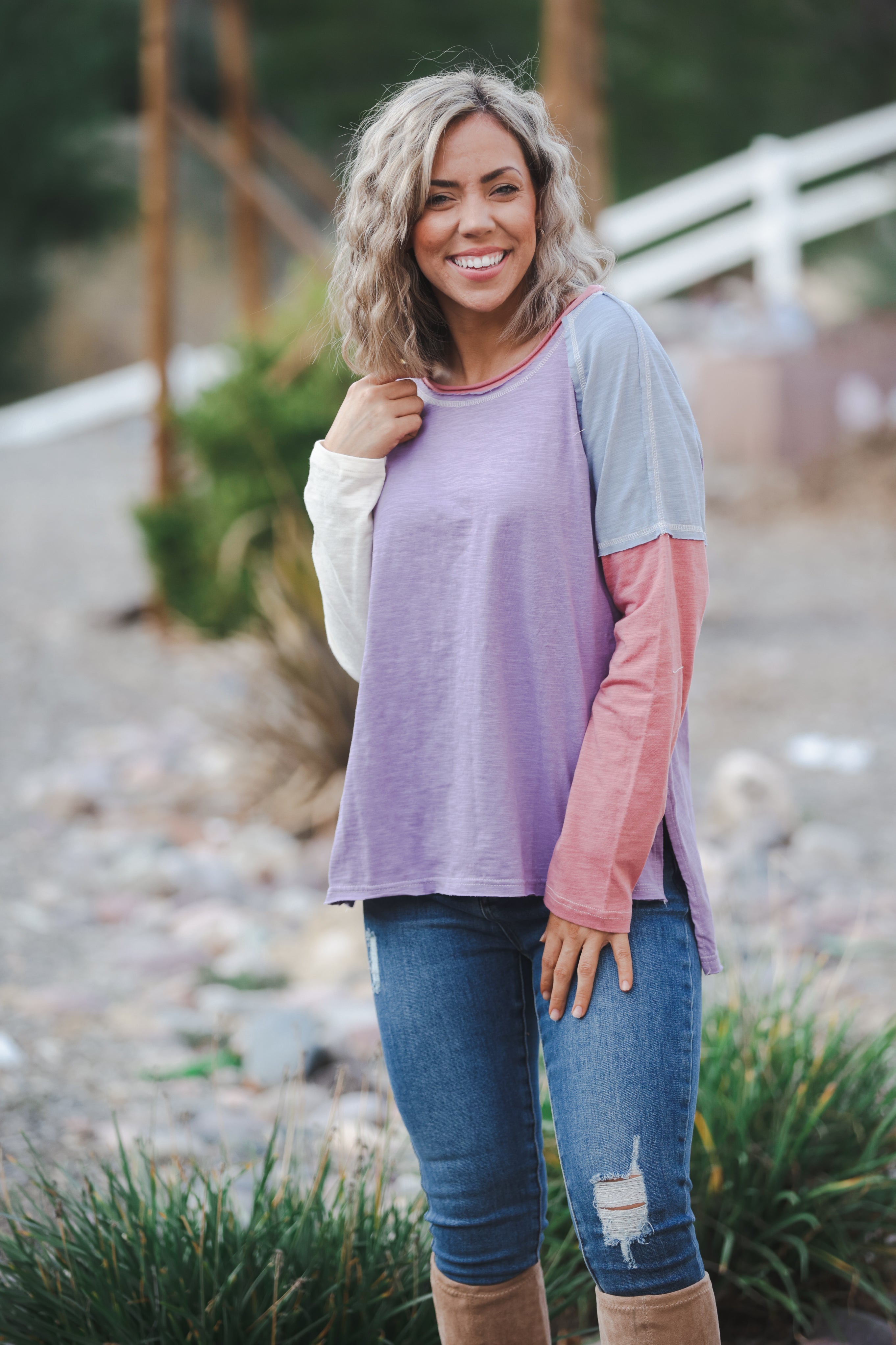 Dyed With Spring Color Block Top Boutique Simplified