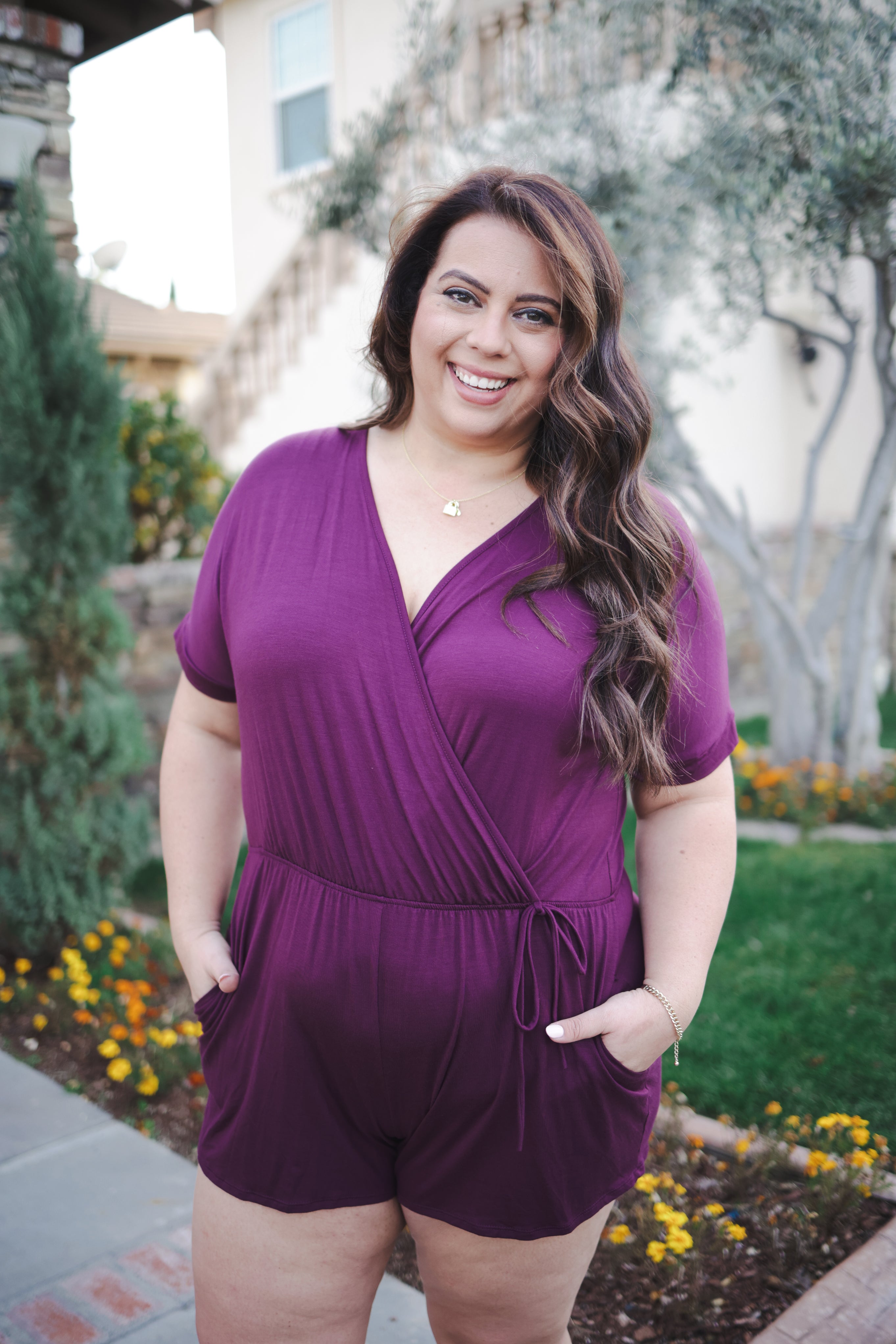 Your Closet Is Calling - Eggplant Romper Boutique Simplified