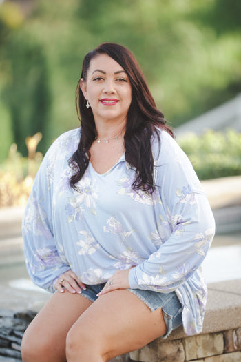 Periwinkle Blooms Oversized Top Boutique Simplified