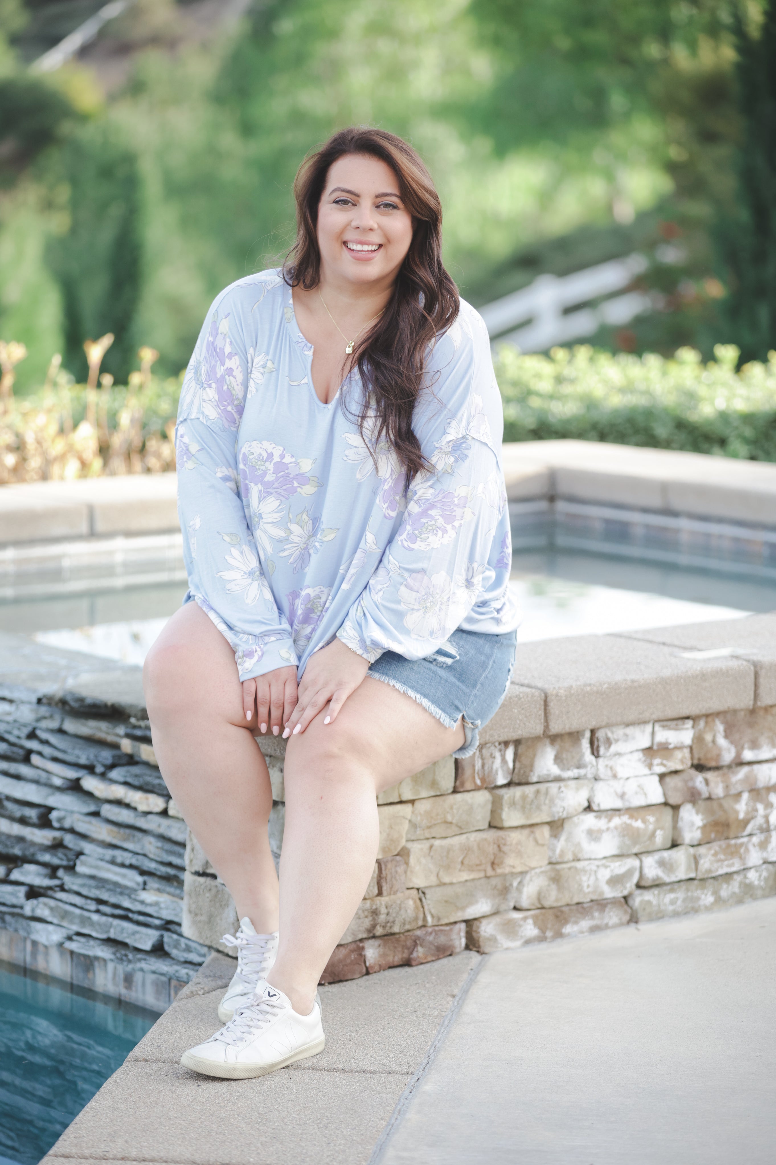 Periwinkle Blooms Oversized Top Boutique Simplified