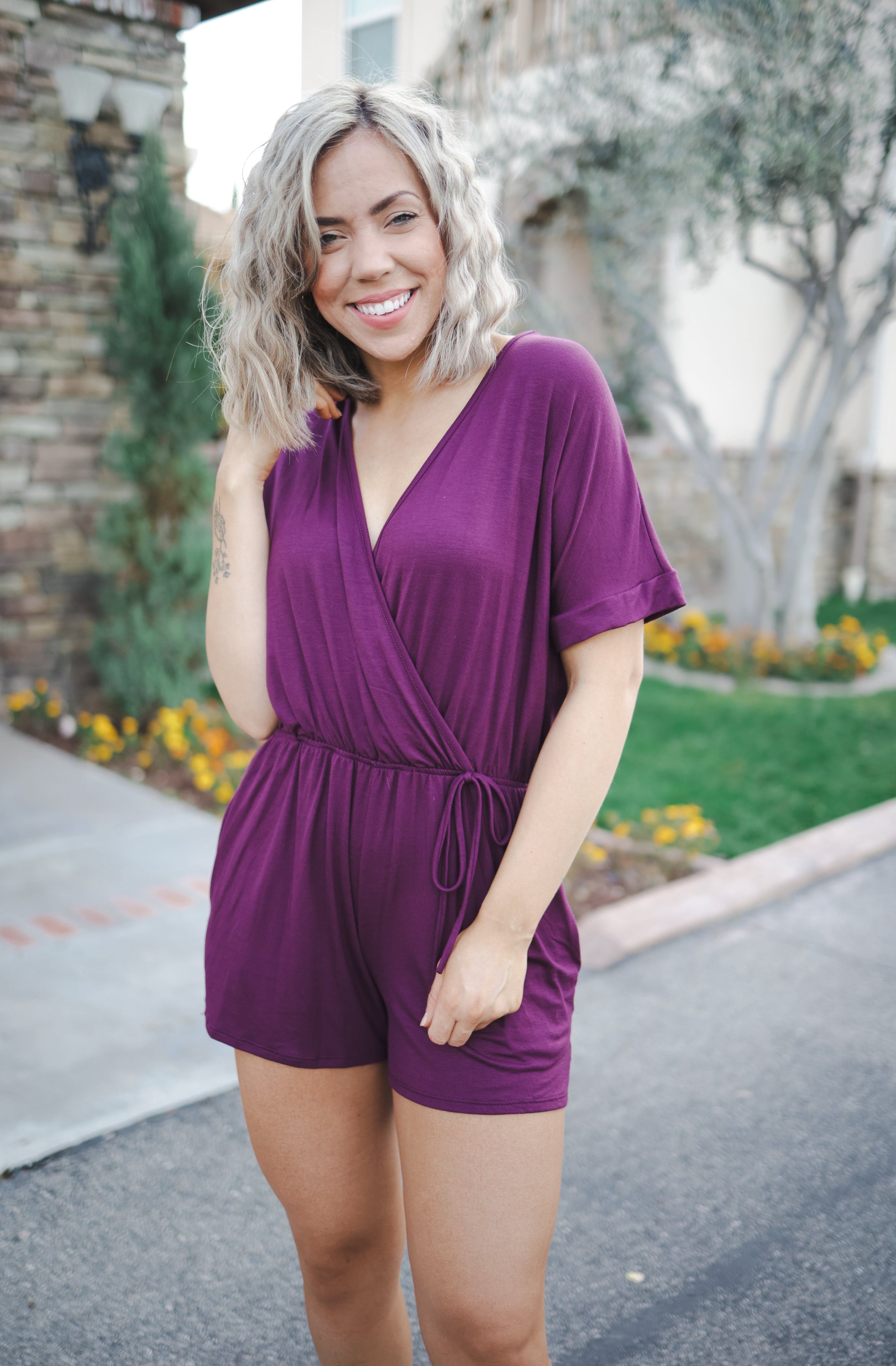 Your Closet Is Calling - Eggplant Romper Boutique Simplified