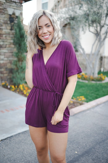 Your Closet Is Calling - Eggplant Romper Boutique Simplified