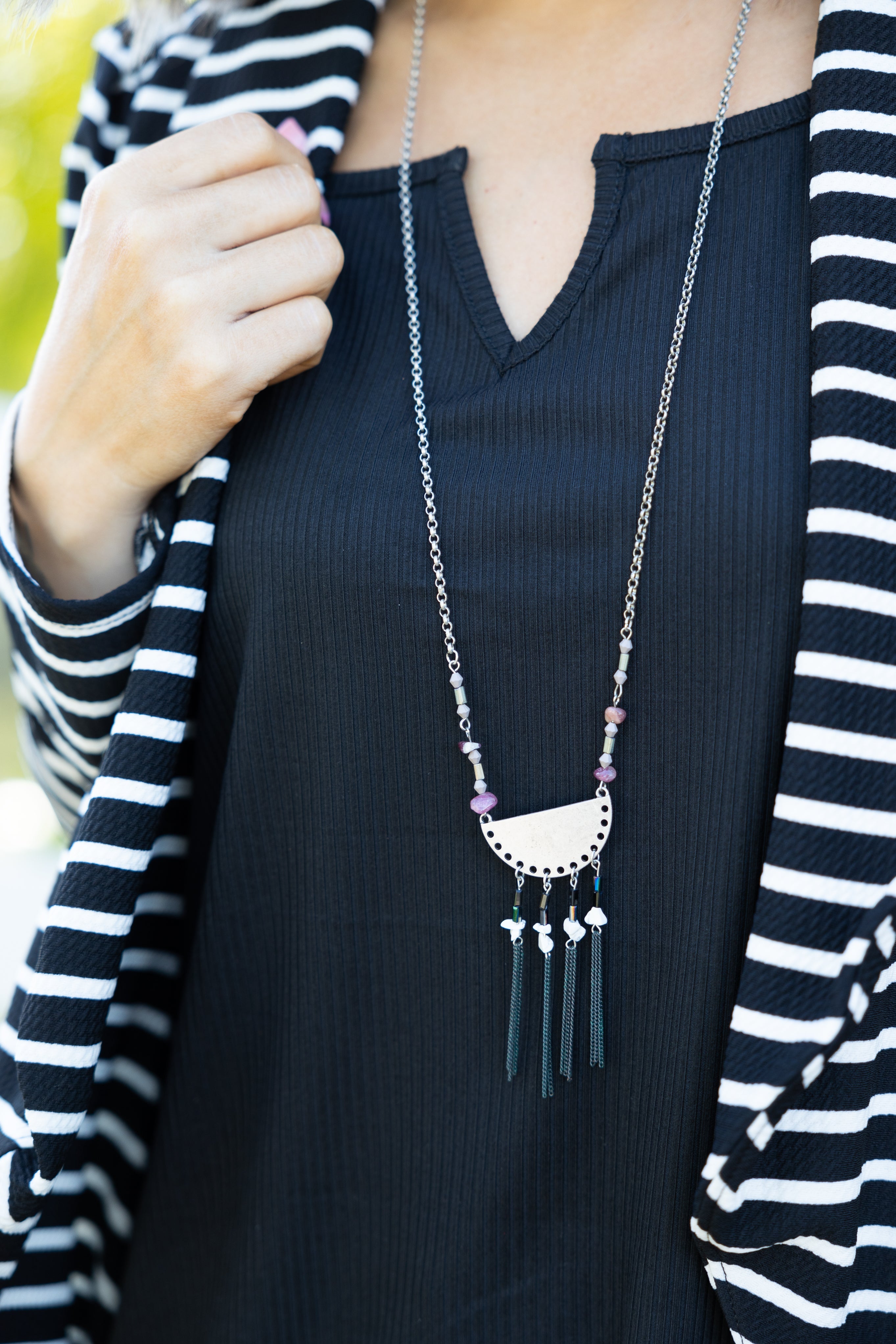 Half Moon Tassel Necklace Accessories Boutique Simplified