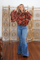 Rustic Floral Bell Sleeve Top Boutique Simplified