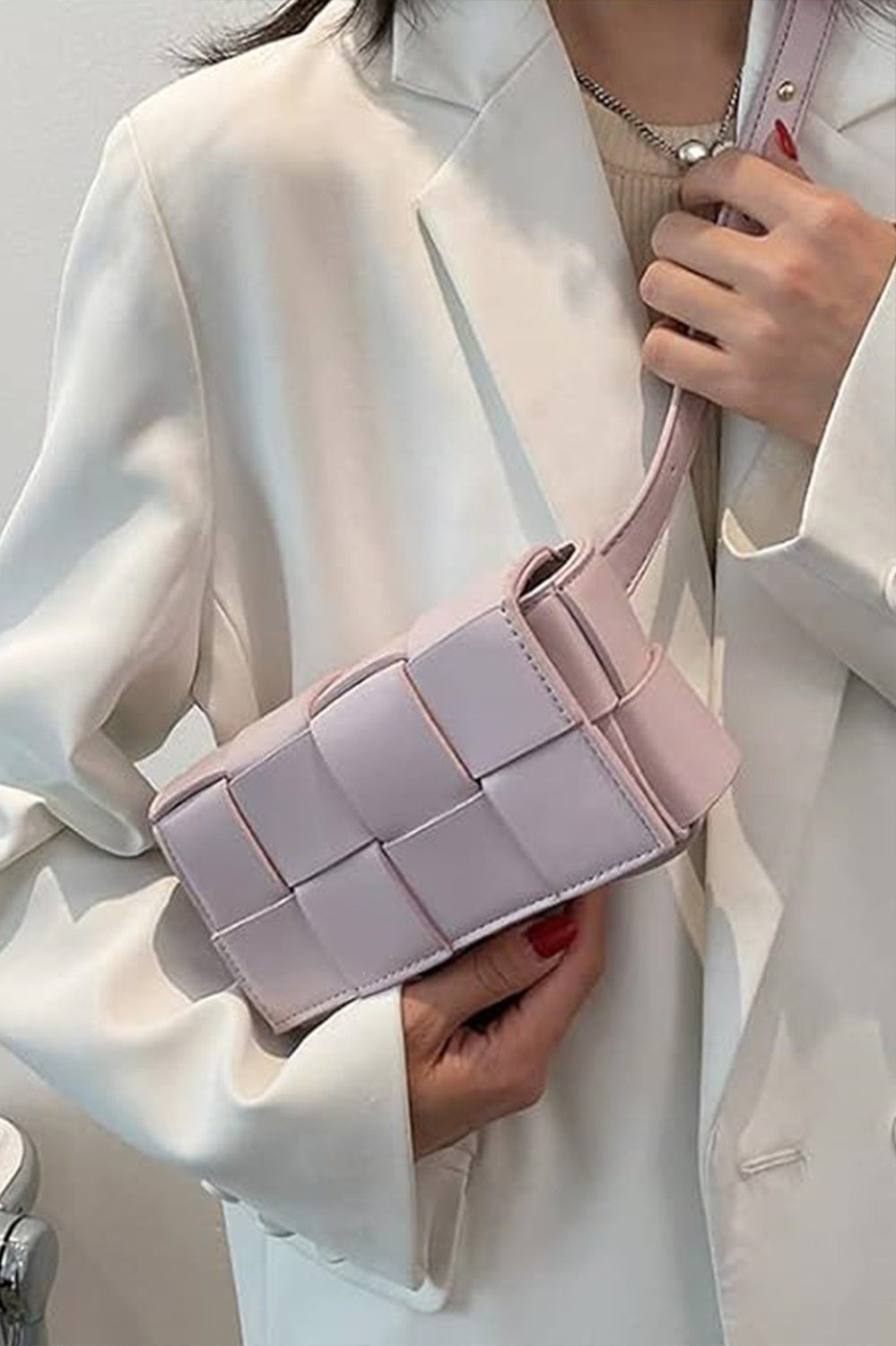 Zenana Vegan Leather Woven Crossbody Bag Trendsi