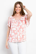 Be Stage Foral Cold Shoulder Top Trendsi