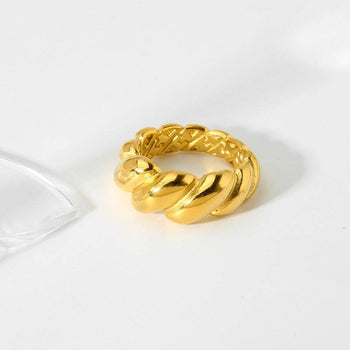 18K Gold Plated Twist Midi Ring (With Box) Kiwidrop