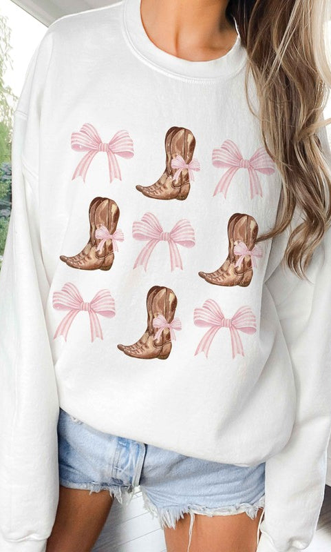 COWBOY BOOTS AND RIBBONS Graphic Sweatshirt BLUME AND CO.