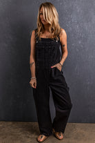 Pocketed Straight Denim Overalls Trendsi