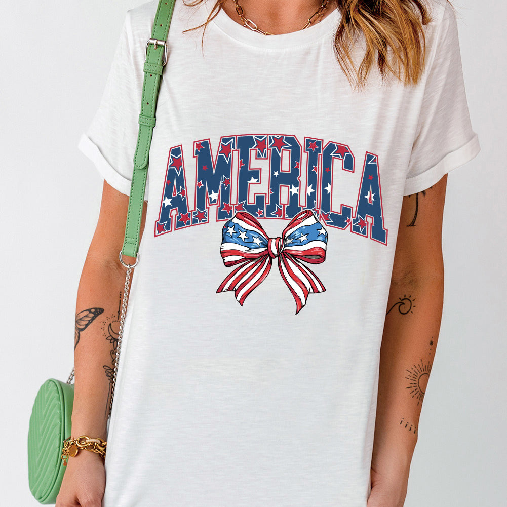 AMERICA Round Neck Short Sleeve T-Shirt
