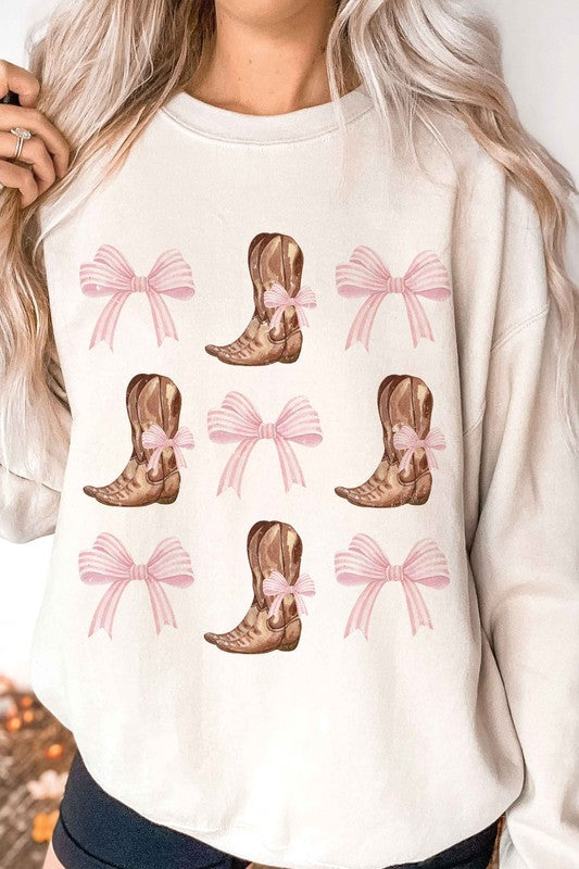 COWBOY BOOTS AND RIBBONS Graphic Sweatshirt BLUME AND CO.