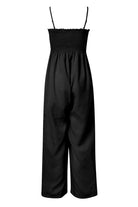 Smocked Spaghetti Strap Wide Leg Jumpsuit Trendsi