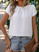 Round Neck Petal Sleeve Blouse Trendsi