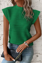 Mock Neck Cap Sleeve Top Trendsi