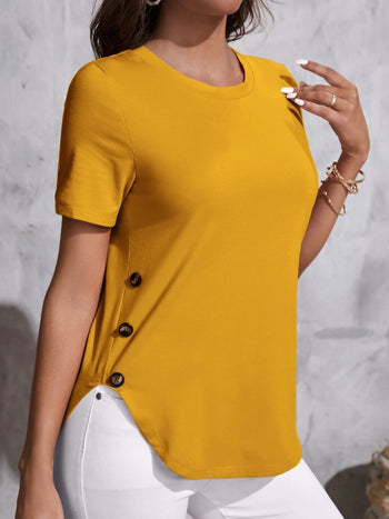 Round Neck Short Sleeve T-Shirt Trendsi