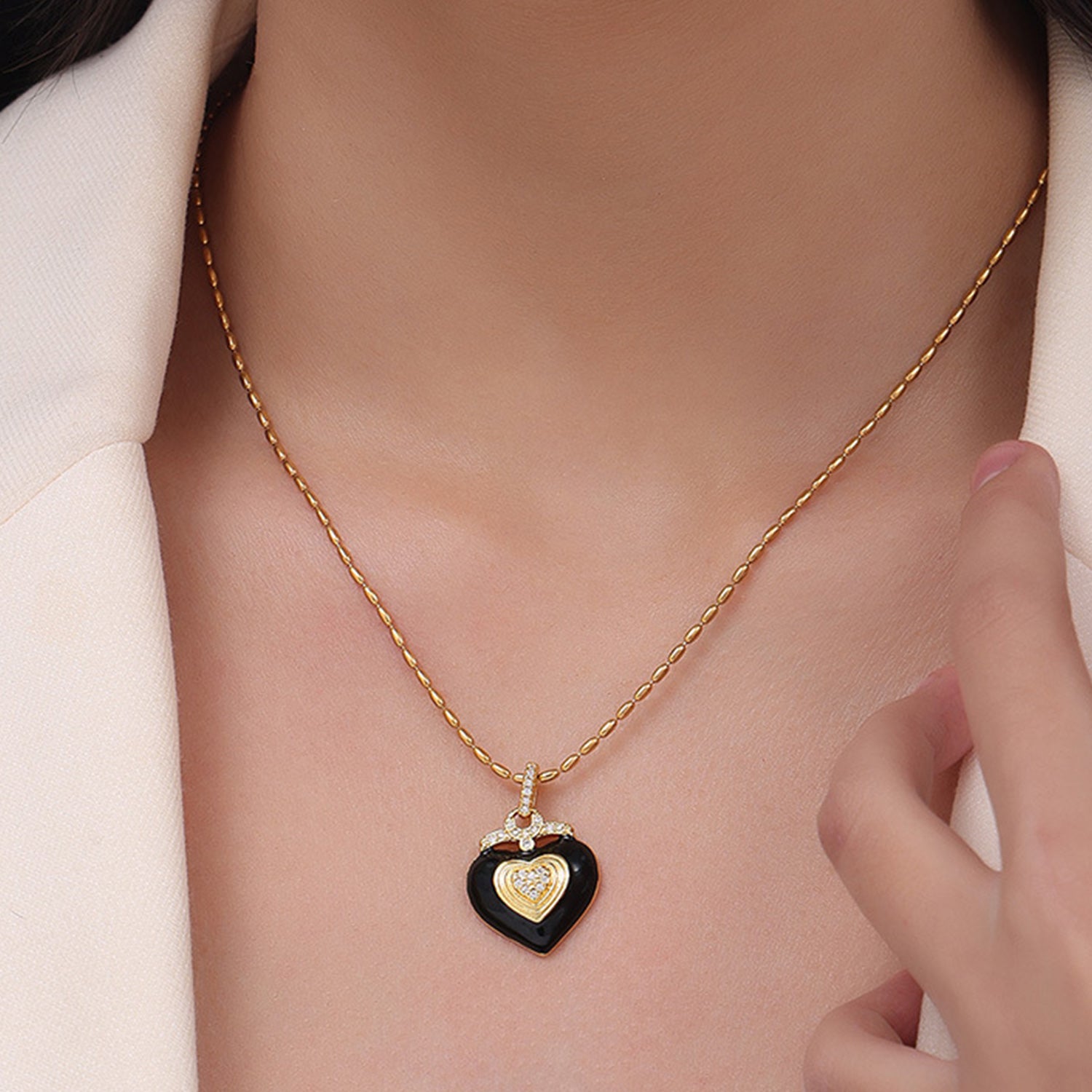 Titanium Steel Heart Shape Necklace Trendsi
