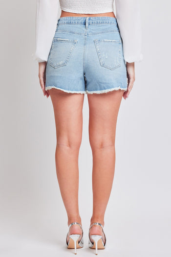 YMI Jeanswea Distressed Frayed Hem Denim Shorts Trendsi