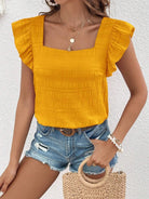 Ruffled Square Neck Cap Sleeve Blouse Trendsi