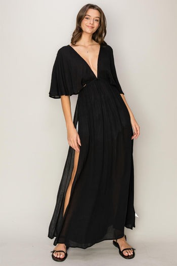 HYFVE Tie Back Maxi Split Cover Up Dress Trendsi