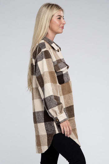 Multi Plaid Long Shacket Nuvi Apparel