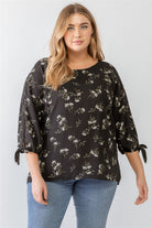 Zenobia Plus Size Floral Round Neck Blouse Zenobia