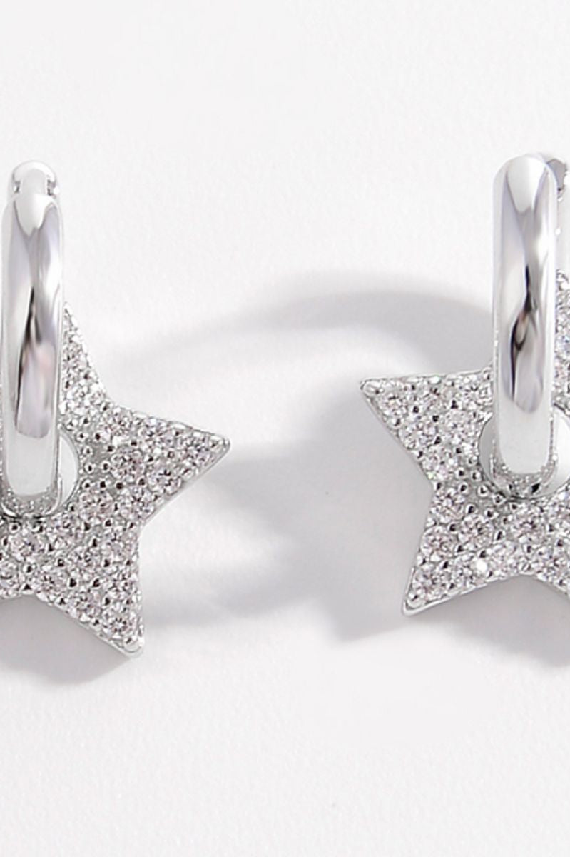 925 Sterling Silver Zircon Star Earrings Trendsi