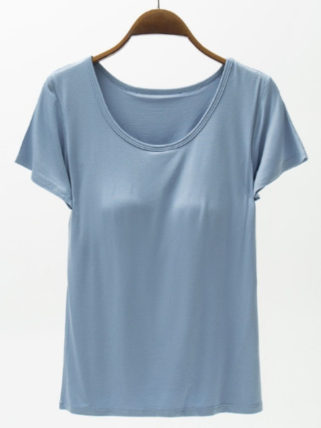 Round Neck Modal T-Shirt with Bra Trendsi