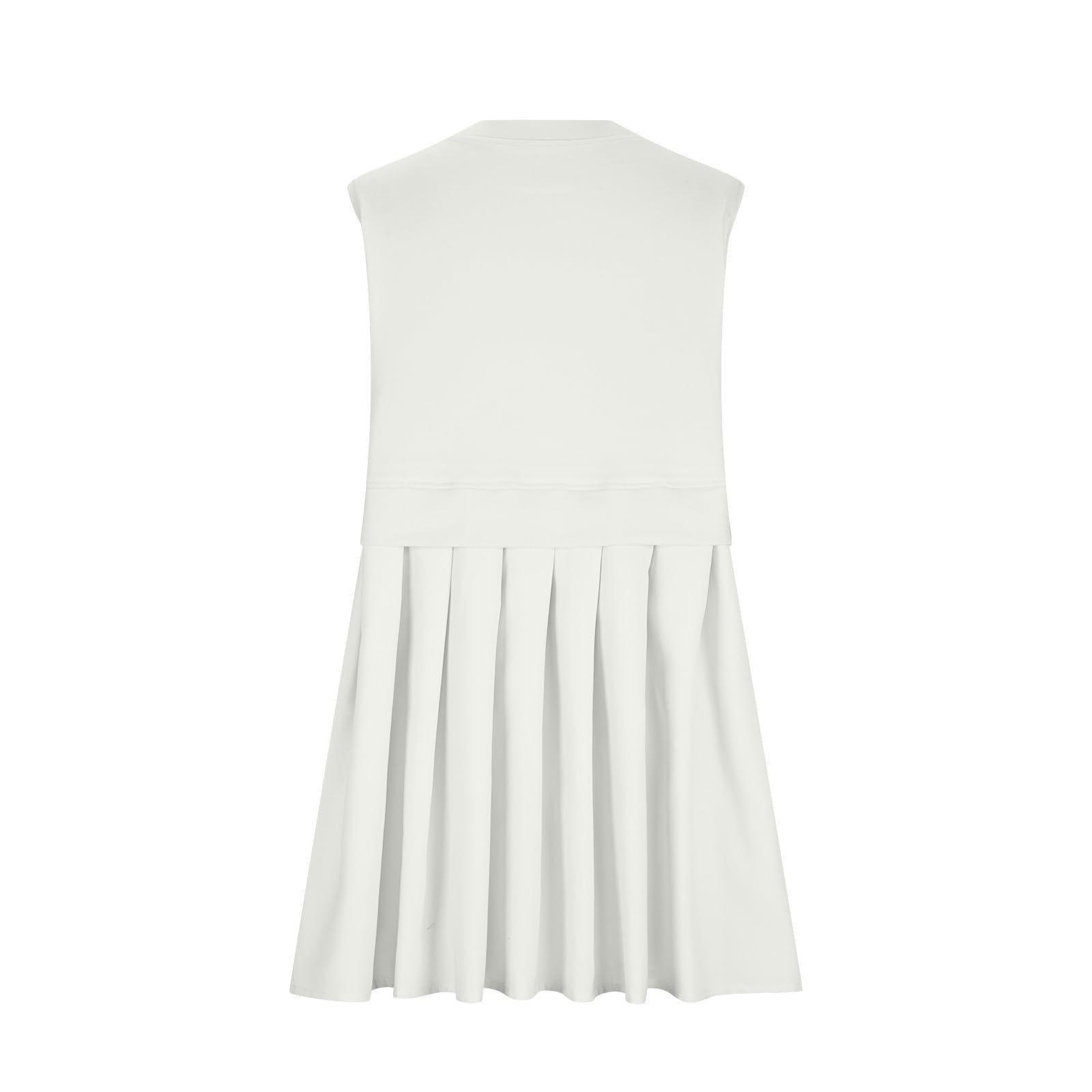 Pleated Round Neck Sleeveless Mini Dress