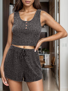 Scoop Neck Top and Shorts Lounge Set Casual Chic Boutique