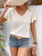 V-Neck Flutter Sleeve Blouse Trendsi