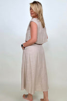 White Birch Sleeveless Linen Top And Skirt Set Kiwidrop